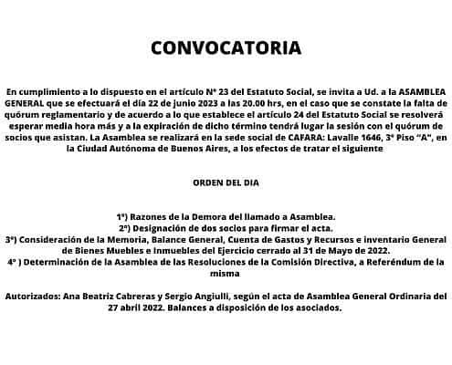 Convocatoria a Asamblea Ordinaria