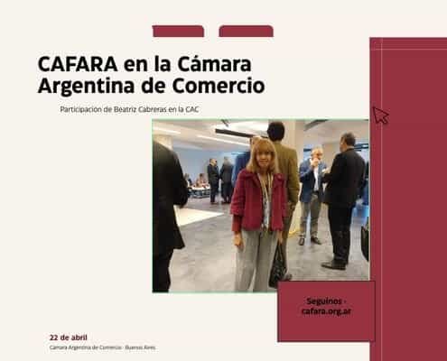 Beatriz Cabreras, secretaria de CAFARA, en la Asamblea de la Cámara de Comercio Argentina, abril 2025"