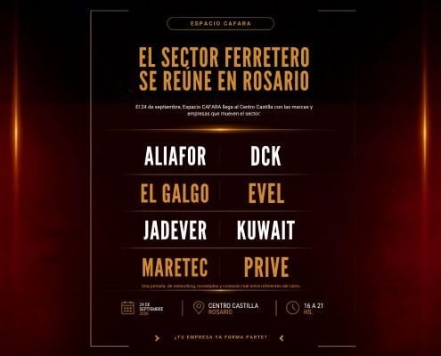 Jornada de networking ferretero Espacio CAFARA Rosario 2026 en Centro Castilla, empresas del sector ferretero argentino reunidas